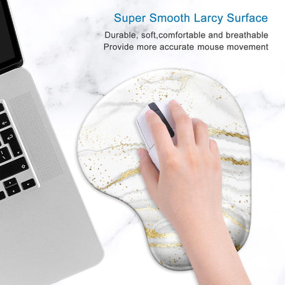 ITNRSIIET Ergonomic Mouse Pad with Gel Wrist Support Wrist Rest Smooth Surface Non-Slip PU Base Comfortable Office Supplies Pain Relief, 9.5 x 8 inches, Beach