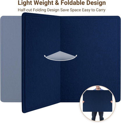 AKTOP Bulletin Board, 24" x 16" Foldable Felt Notice Pin Board for Wall, Decorative CorkBoard Photo Display Board with Self-Adhesive Tape, Vision Board Cork Board Alternative with 25 Pushpins - Latte