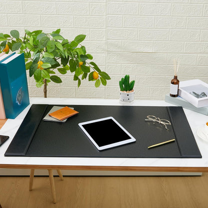 30 x 18 Inch Leather Desk Pad Protector with Side Rails, Executive Office Desk Mat for Home Workspace, Writing Surface, Mouse & Keyboard Pad, Elegant Gift for Men Dad Husband (Brown)