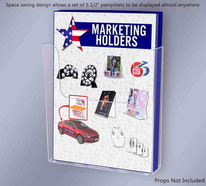 Marketing Holders 6 Pack Suction Cup Brochure Holder Holds 6 Inch Wide Literature Window or Glass Wall Mount Display Indoor Graphic Images Amenity Flyers or Reference Sheet Racks