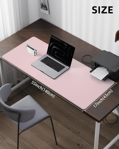 AFIING Desk Pad Protector 23.6" x 13.7" - Non-Slip Waterproof PU Leather Desk Mat for Mouse, Keyboard, Laptop, Office and Home Workspace (Beige)