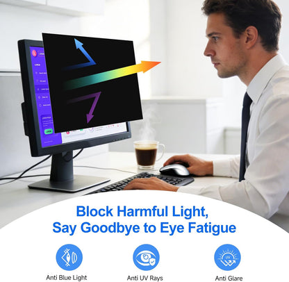 [2-Pack] Privacy Screen For Computer Monitor, 27-Inch 16:9 Aspect Ratio; Anti Spy/Bule Light/Glare And Eye Protection, 2 Install Ways Removable For Office, Airport, Cafe And Other Public Area; Diagonal 27 Inches, Width 23.53 Inches, Height 13.24 Inches