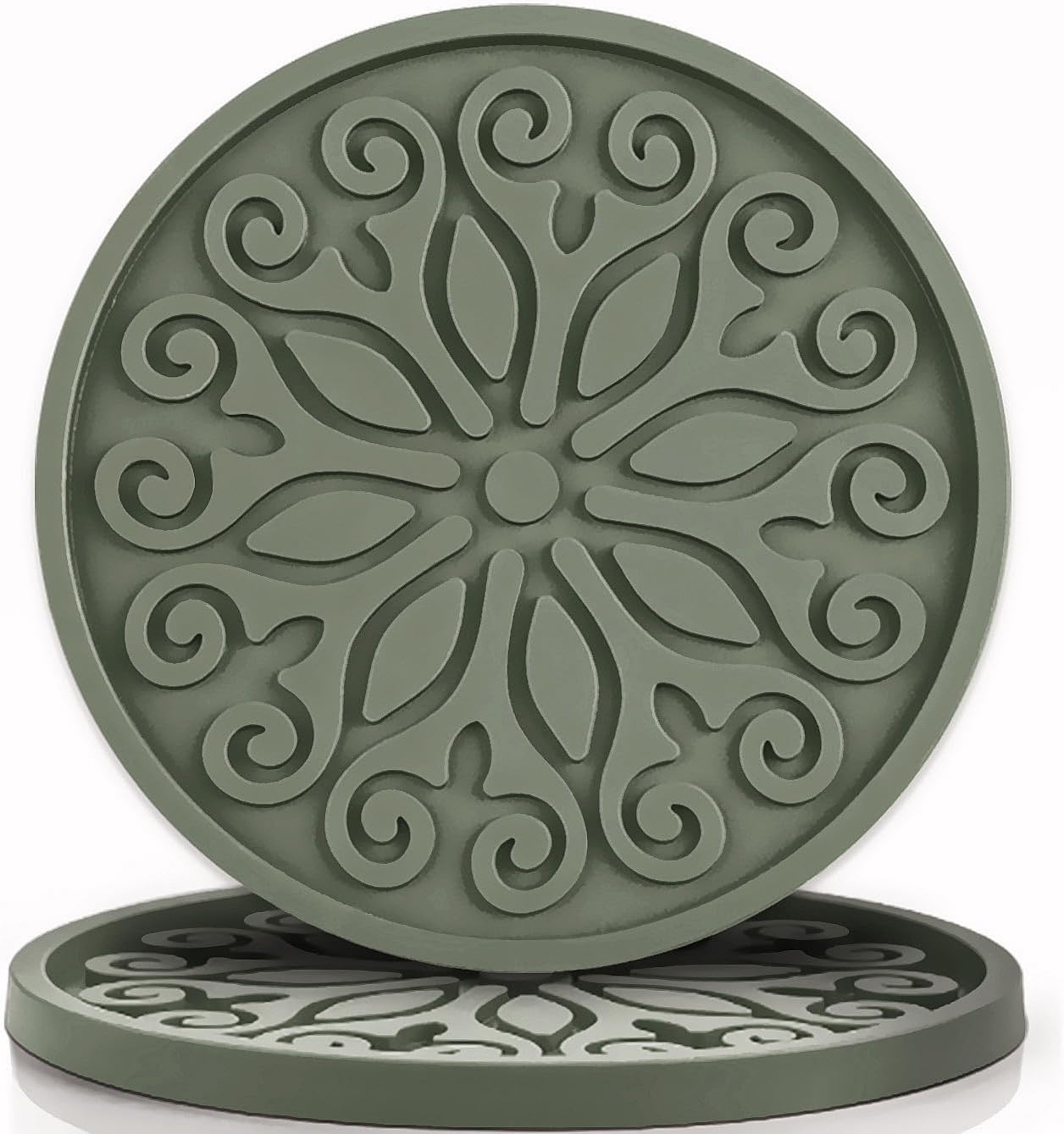 Silicone Coasters for Drinks,Resistant Reusable Drink Coasters-Great Gift for Birthday, Housewarming,Room Decor,Holiday Party (*2-Gray)