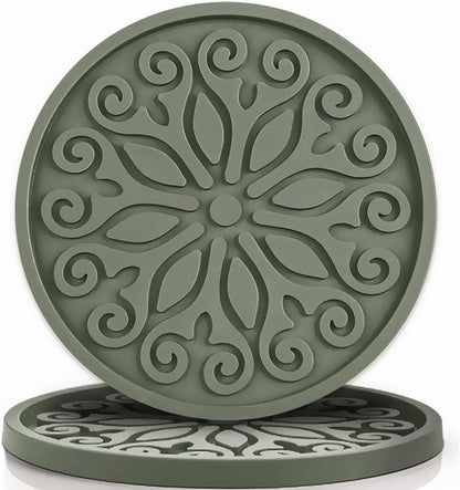 Silicone Coasters for Drinks,Resistant Reusable Drink Coasters-Great Gift for Birthday, Housewarming,Room Decor,Holiday Party (*2-Gray)