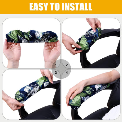 Smiry Stretch Printed Office Chair Armrest Covers, 2 Pcs Soft Fit Removable Washable Computer Desk Chair Arm Covers Protector, Black