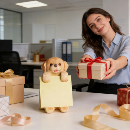Highland Cow Pop-up Sticky Note Dispenser, Includes 1 Pad of 3x3 in Super Sticky Notes, 100 Sheets, Resin Cute Handmade Desk Holder for Office & Home-Beige