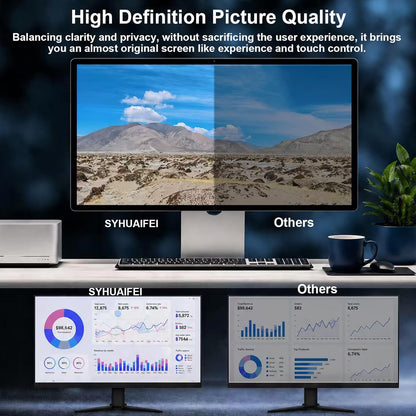 [2-Pack] 24 Inch Computer Privacy Screen 16:9 Aspect Ratio Widescreen Monitor, Eye Protection Anti Blue Light Glare Computer Monitor Privacy Filter, 24inch Removable Black Blackout Anti Spy Desktop Security Privacy Filter