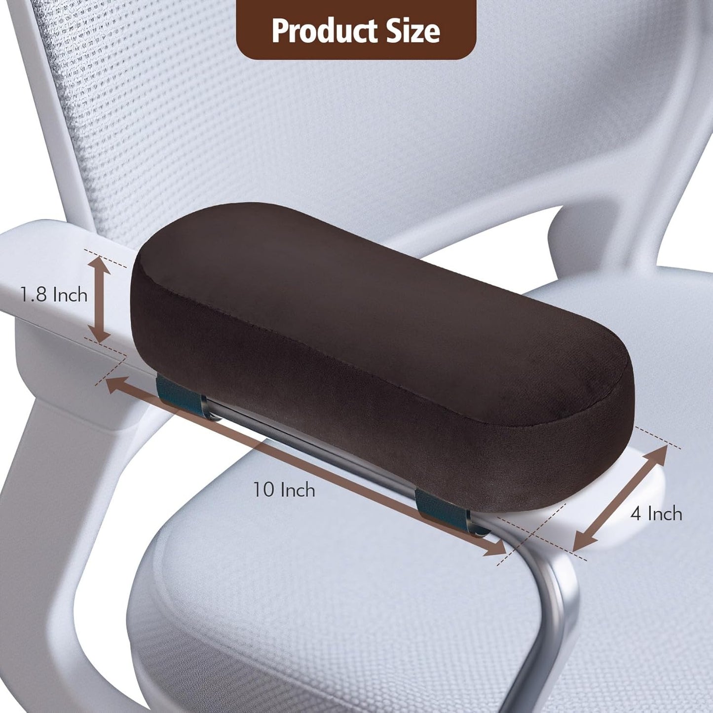 WdFour 2-Pack Non-Slip Armrest Pads for Office & Gaming Chairs - Ergonomic Forearm Support Pillow for Desk, Computer & Wheelchair, Pressure Relief Cushions (Black)