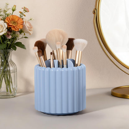Anyoifax 360° Rotating Pen Holder 7 Slots Desk Organizer Removable Pencil Cup Plastic Art Supplies and Accessories Desktop Storage Box Caddy for Office, School, Home (White)