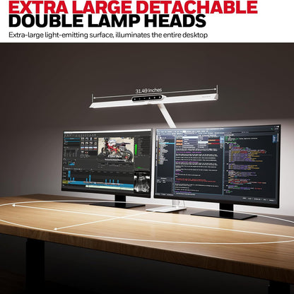 Honeywell LED Desk Lamp with Clamp - HJ1 Sunturalux Eye-Caring Clip on Lights for Home Office, 1200LM Clamp Lamp 4 Color Modes Stepless Dimming Task Desk Light for Working Black