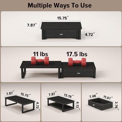 WOHOMO Dual Monitor Stand Riser with Drawers, Desk Organizers for 2 Monitors, Desktop Storage Stand for Computer,Laptop,Walnut