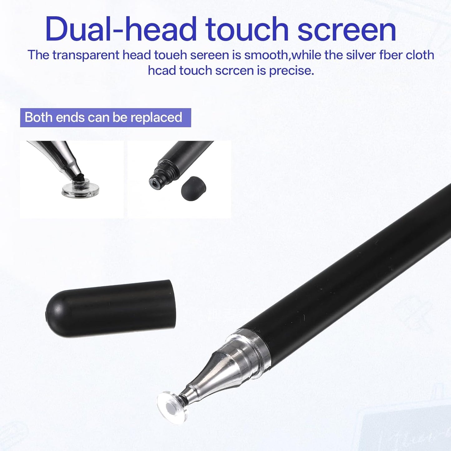 4Pcs Stylus Pen, High Sensitivity & Precision Capacitive Styli Pencil Dual Tip with Mesh and Disc Tips with Mount Holder for All Touch Devices(White, Gold, Silver, Black)