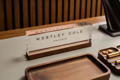 MUUJEE Wooden Desk Pen Pencil Organizer - 7.5 x 3.75 for Work Teacher Dad Wood Pencils Tray Work Minimalist Rustic, Gift for The Man who has it All