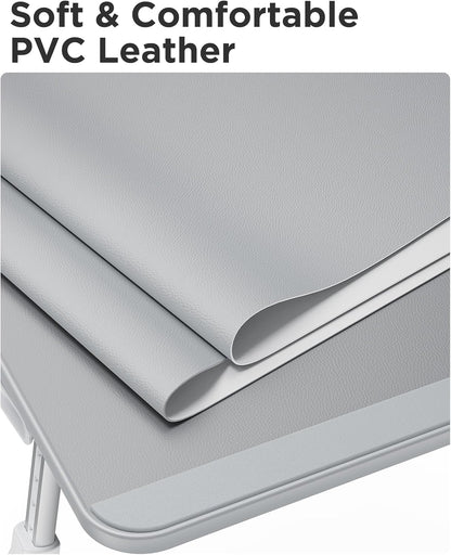 SAIJI Leather Lap Desk Laptop Bed Tray Table, Adjustable Laptop Stand for Bed, Portable Lightweight Standing Desk for Writing Eating Reading Couch Sofa Floor for Adults Kids (20.5"*11.8",Gray)