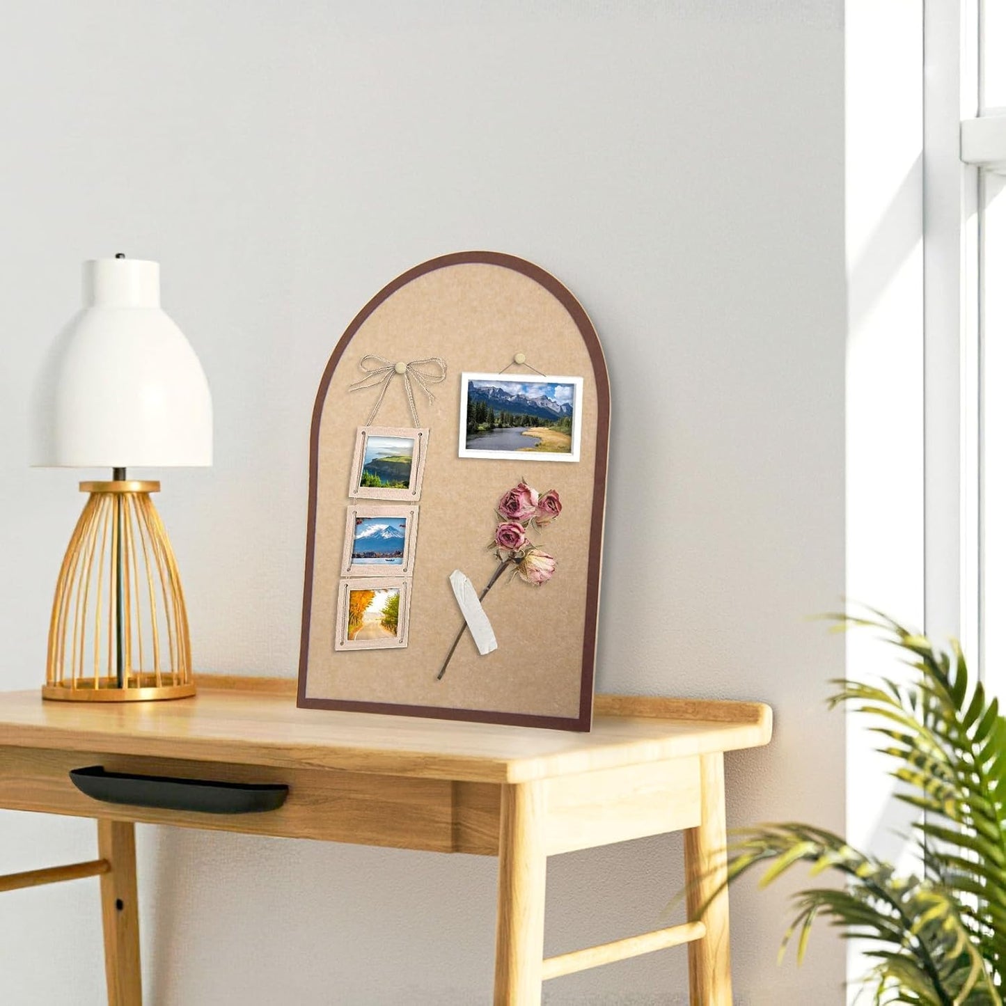 Large Cork Board Alternative, 23.6" x 31.5" Arch Felt Bulletin Board with 20 Wooden Pushpins & Safe Removable Adhesive Tabs, Display Board for School, Home, Office Boho Wall Decor(KAFEI-6080)