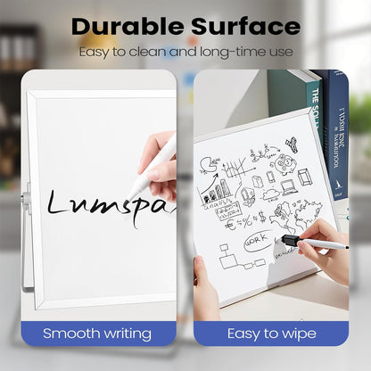 Desktop Whiteboard with Stand, 16" x 12" Double-Sided Dry Erase Board with Stand, Portable Stand White Board for Office, Home, School