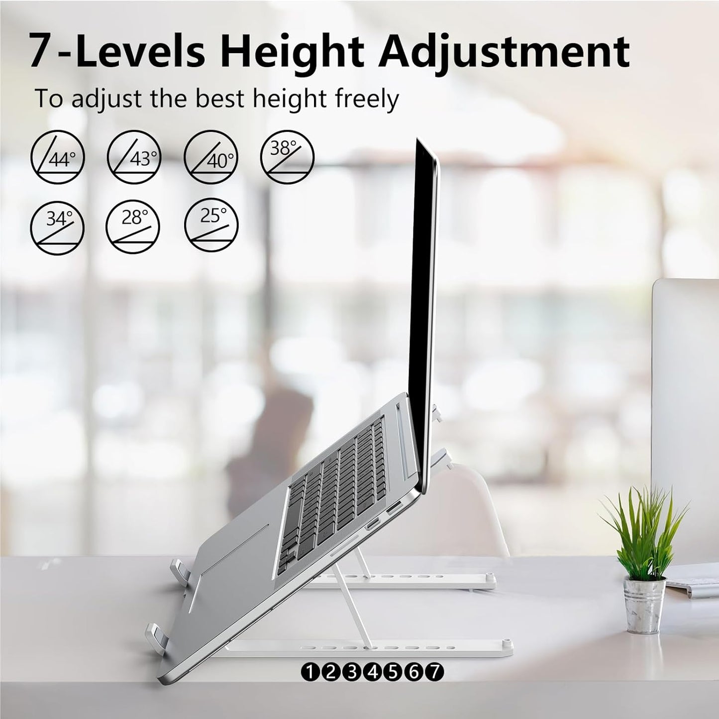 Tonmom Laptop Stand for Desk, Adjustable Laptop Riser ABS+Silicone Foldable Portable Notebook Holder, Ventilated Cooling Notebook Mount Computer Stand for 10-15.6” Laptops,Tablets-Black