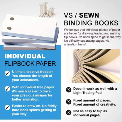 Flip Book Kit with LED Light Pad. Includes 240 Sheets Flip Book Paper with Screws for Drawing and Tracing. Animation Paper/Blank Flip Books for A5 Flipbook Kit for Kids 9-12 6-8. LED Light Box