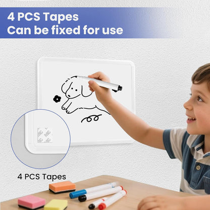 Small Dry Erase Board for Wall, 16" x 12" Double-Sided Hanging Whiteboard, Magnetic White Board with 4 Markers, 4 Magnets and 3 Mini Sticky Notes, Portable Whiteboard for Kids, School, Home, Office