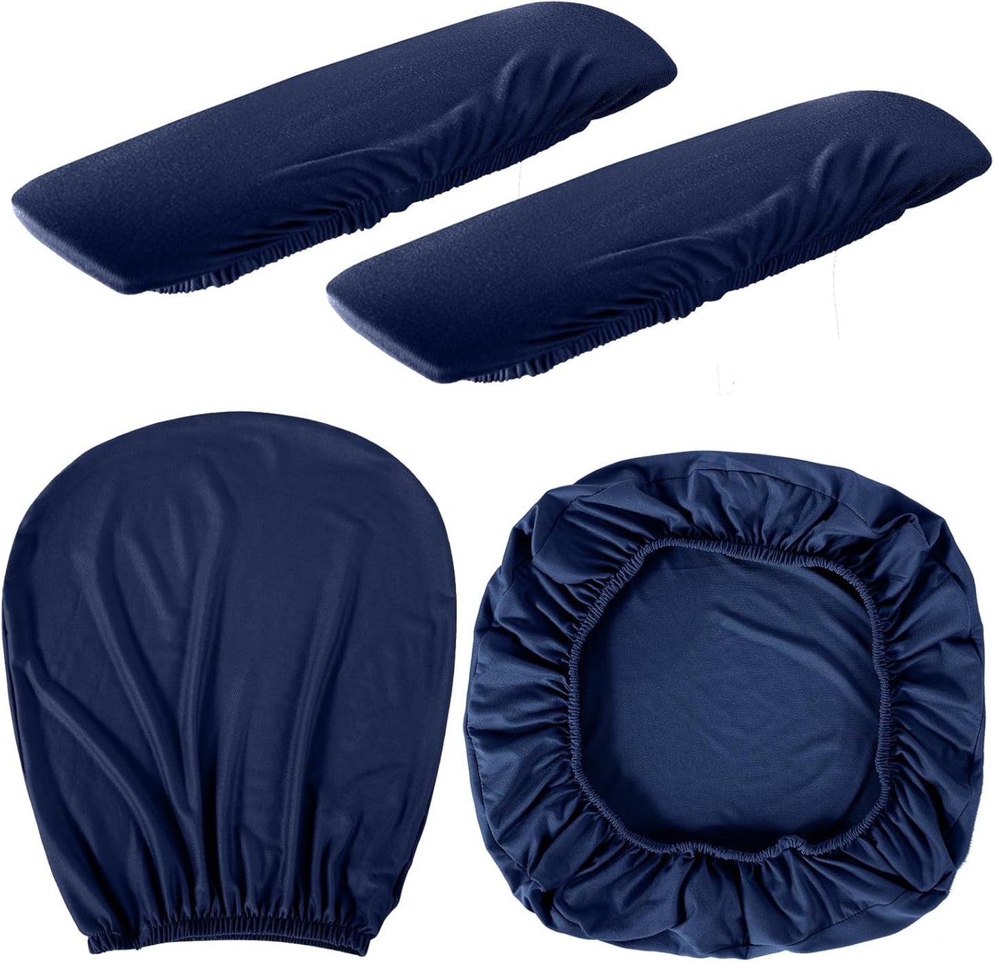 Tallew 4 Pcs Office Chair Covers Set Computer Universal Protective Stretchable Chair Seat Covers Desk Armrest Cover Pads Office Cushion Backrest for Rotating(Regular,Black)