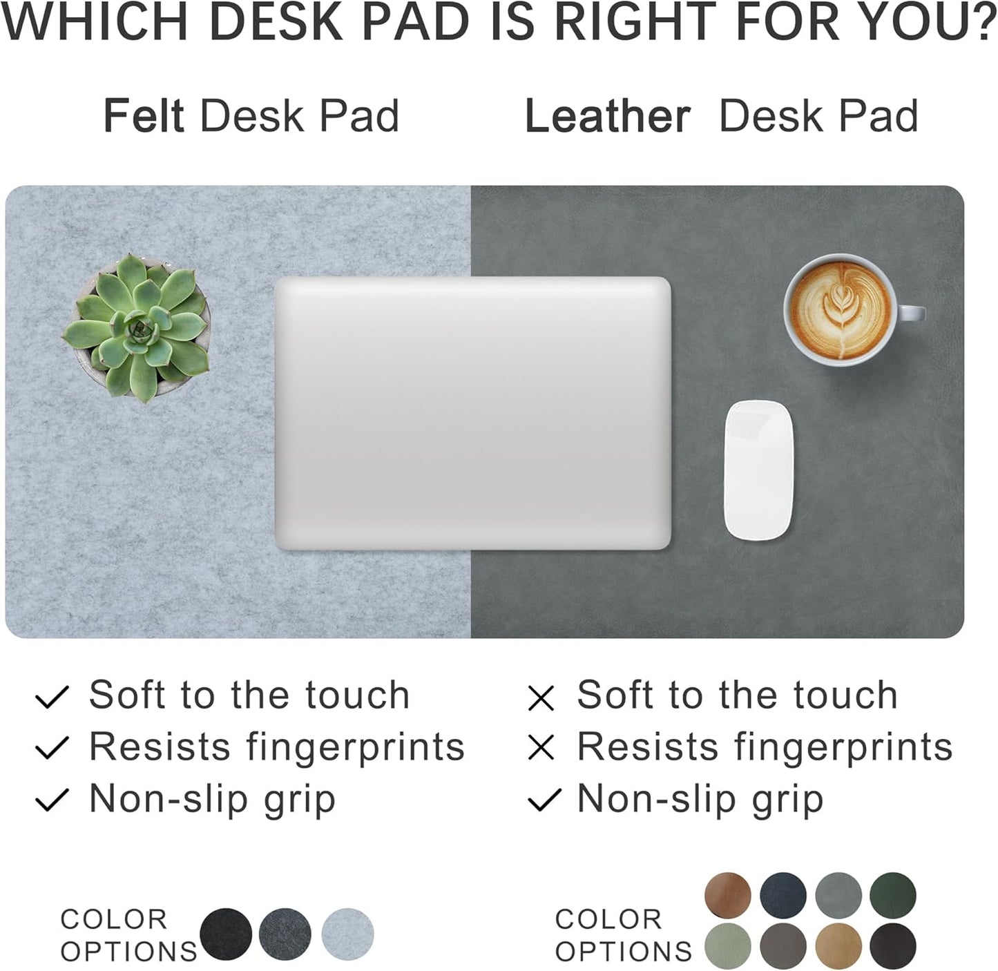 Felt Desk Mat,Large Mouse Pad Desk Mat for Office & Home,Non-Slip Desk Blotter,Felt Desktop Mat for Laptop,Computer,Writing 27.6"x13.8" Dark Gray