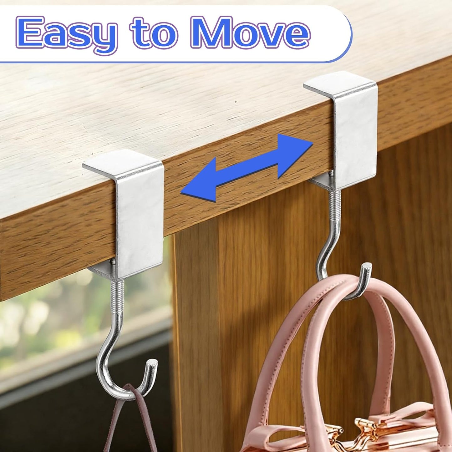 Kifmurase 20Pcs Heavy-Duty Purse Hooks for Table, High-Strength Stainless Steel Hanger, Adjustable Desk Hooks for Hanging Bags, Portable Purse Hanger Clip for Handbag, Backpack, Under Counter