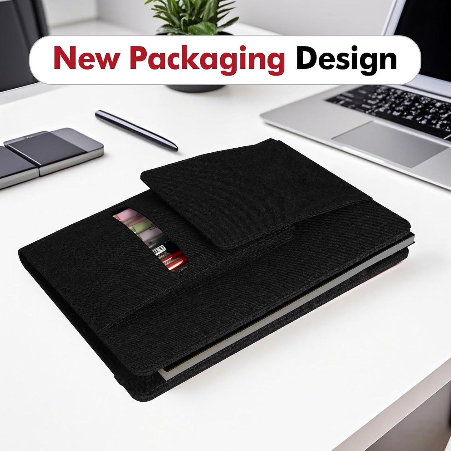 Journal Cover for Rocketbook Flip | 6"x9" Steno Pad Holder & Top Spiral Notebook Cover | Waterproof Folio with Pen Loop & File Pocket for A5, Executive Size Notebooks (Black)