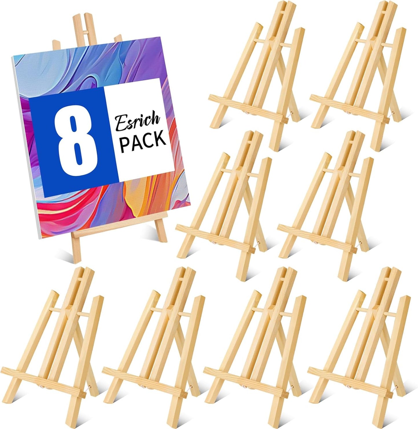 ESRICH 24 Pack 11.8" Wood Easels,Tabletop Easel for Painting,Painting Party, Displaying Canvases, Kids Student Table School Desktop, Portable Canvas Photo Picture Sign Holder