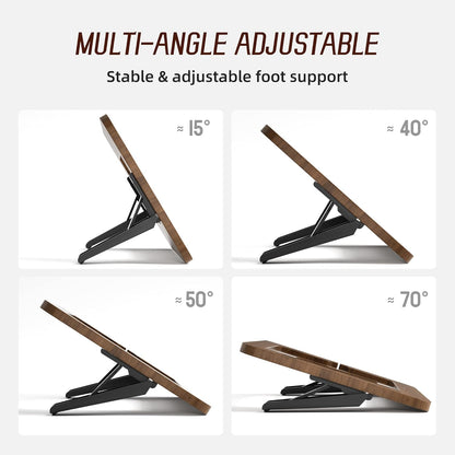 AFOOYO Bamboo Tablet Drawing Stand - Portable & Adjustable 5 Angles,Laptop Stands Riser, Book Reading Stand,Compatible with 9.7/10.2/10.5/10.9/11 inches