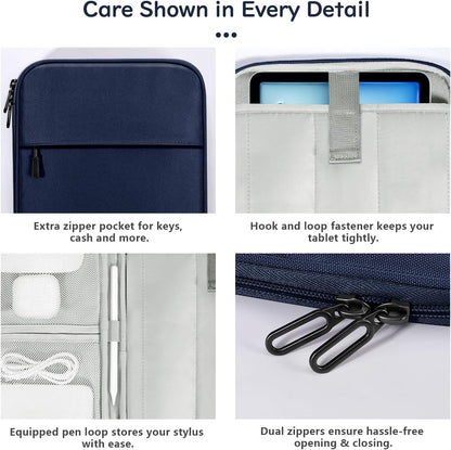 Dadanism 9-11 Inch Tablet Sleeve Padded Carrying Case for iPad (A16) 11th Gen 11", iPad 10th Gen 10.9", iPad Air M4/Pro M5 11", iPad Air 5/4, iPad 9/8/7th Gen, Galaxy Tab A11+ Plus 11", Blue