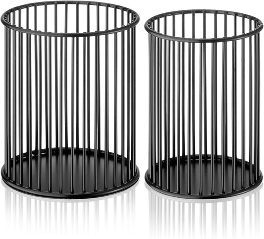 2 Sets Metal Pen Holder for Desk,Makeup Brushes Cup Holder, Pencil Holders, Pen cup, Home and Office Organizer, Black