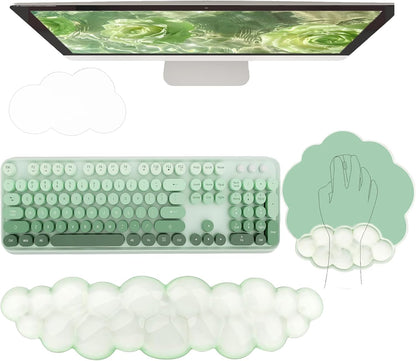 Cloud Keyboard Wrist Rest Dark Green Mouse Pad with Wrist Rest Ergonomic Wrist Pad Memory Foam Non-Slip Wrist Support for Computer Laptop Gaming Home Office Relief Typing Pain Green