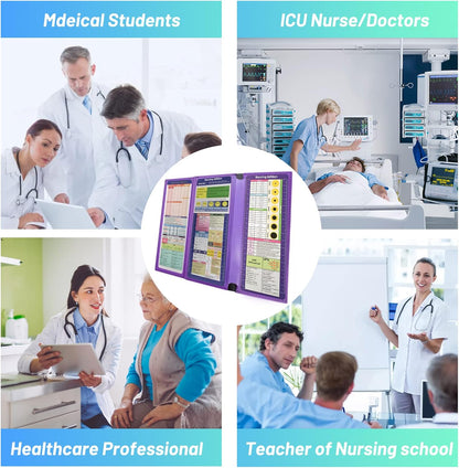 TWUTGAYW Nursing Clipboard, Portable Foldable Clipboard Pocket Size, 3 Layers Clip Board with Pen Holder for Students, Doctors, Nursing Edition clipboard with Elastic Band Notepad (Purple)