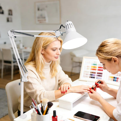 Desk Lamp With Clamp for Home Office, Eye-Caring Clip on Light with Adjustable Extra Tall Metal Swing Arm, High Intensity Clamp Lamp w/LED Bulb, Architect Task Table Lamps for Study, Workbench-B/5000k