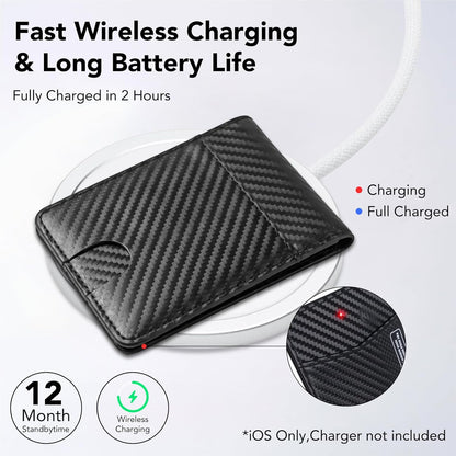 Smart Wallet for Men, Bulit-in Tracker Tag Works with Apple Find My(iOS Only), RFID Blocking, Rechargeable Wirelessly Wallet Tracker, Mens Wallets with GPS Tracker