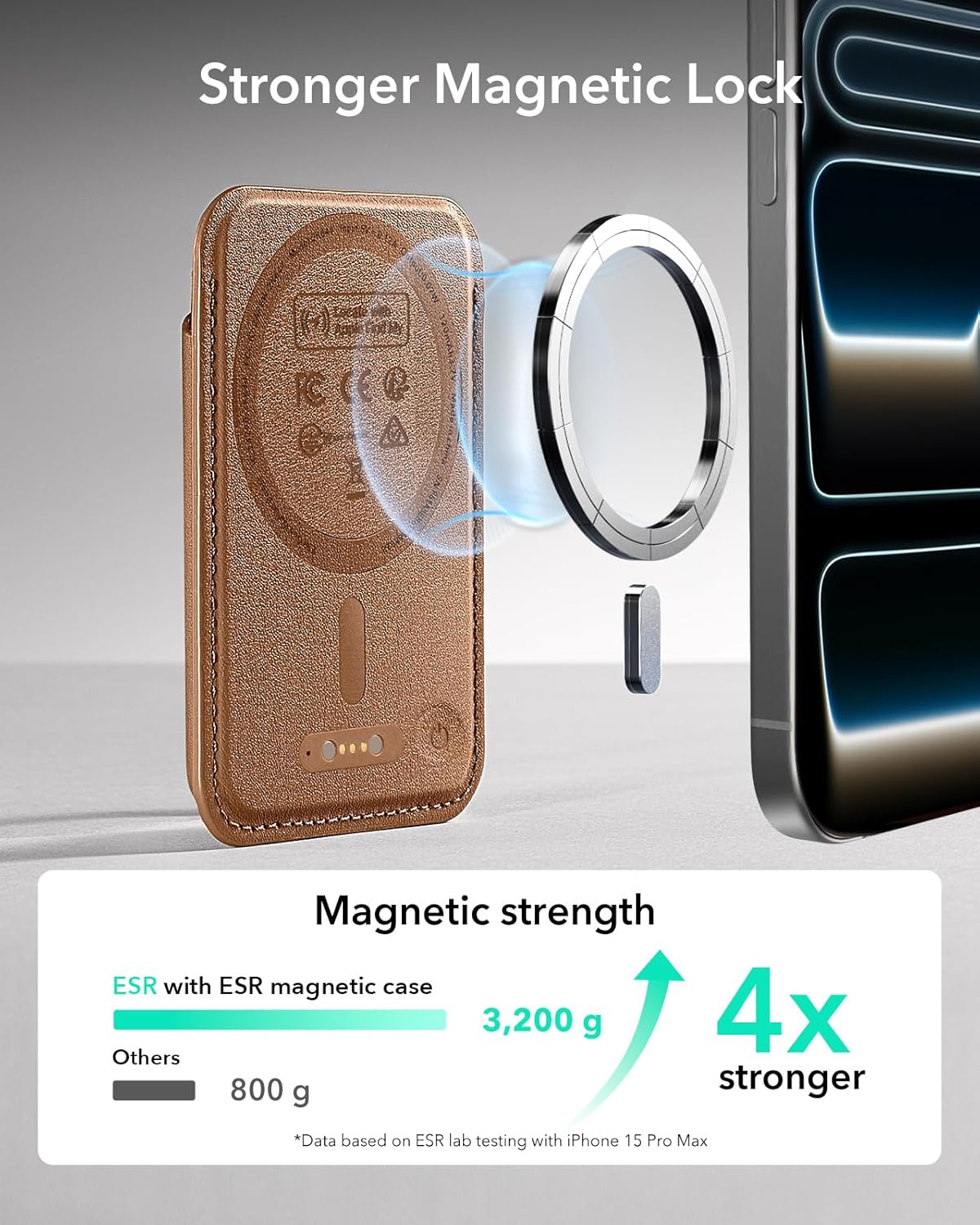ESR Geo for MagSafe Wallet with Full Find My Functionality, RFID Blocking, 5 Cards Holder for Phone Case, Strong Magnetic Wallet for iPhone 17e/17/16/15/14/13/12 Series, Not for 13/12 Mini, Black