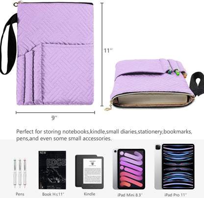APLUFINE Book Sleeve with Zipper, 11"X9" Padded Book Protector, Washable Quilted Book Covers for Paperbacks, Book Pouch with Pockets for Book Lover Gifts