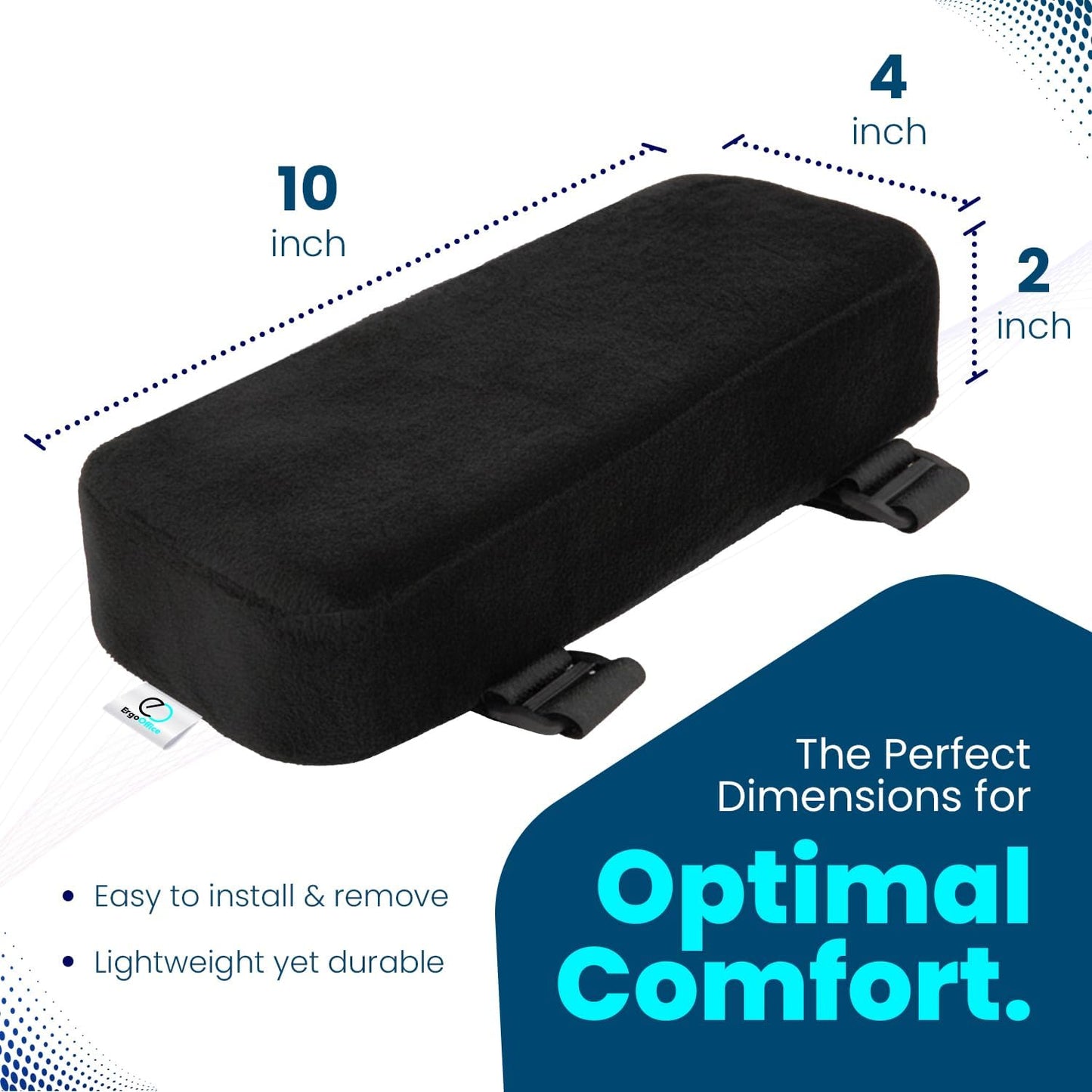 Thick Memory Foam Office Chair Arm Pads - Office Chair Armrest Covers Provide Elbow Cushion and Relieve Pressure - Ergonomic Desk Chair Arm Covers - Gaming, Computer Chair Rest Pads (Set of 2) (Black)