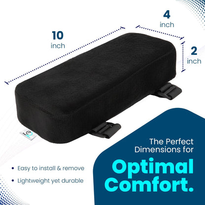 Thick Memory Foam Office Chair Arm Pads - Office Chair Armrest Covers Provide Elbow Cushion and Relieve Pressure - Ergonomic Desk Chair Arm Covers - Gaming, Computer Chair Rest Pads (Set of 2) (Black)