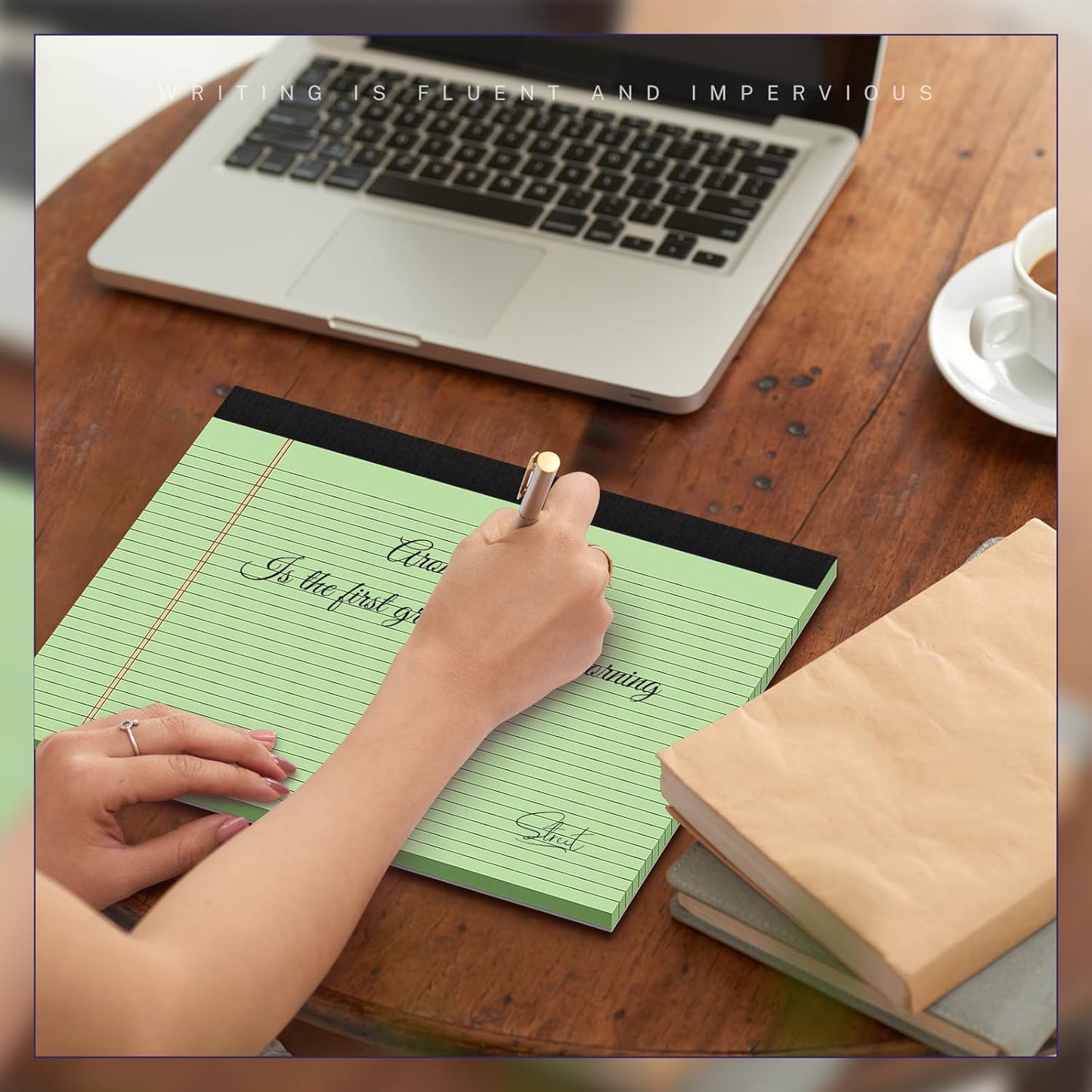 5 Pack Wide Legal Pads 11" x 9.5" Landscape Pink Purple Blue Green Yellow College Ruled Note Pad Narrow Ruled 30 Sheets per Notepad Perforated Writing Paper Thick Backboard Horizontal Pads of Paper