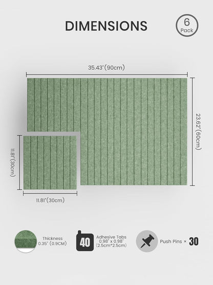 Bumusty Large Cork Board Alternative-48 x 36" Felt Bulletin Board Tiles, with 30 Pushpins, 70 Adhesive Tabs, Fine-Stripe 12-Pack, Cork Boards for Office Push Pin Board Felt Board-Oatmeal