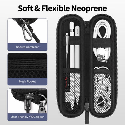 Fintie Pen Holder Case for Apple Pencil Pro, Apple Pencil (USB-C / 1st / 2nd Generation), Soft Neoprene Zipper Carrying Bag Sleeve Pouch for Samsung Stylus, Surface Pen