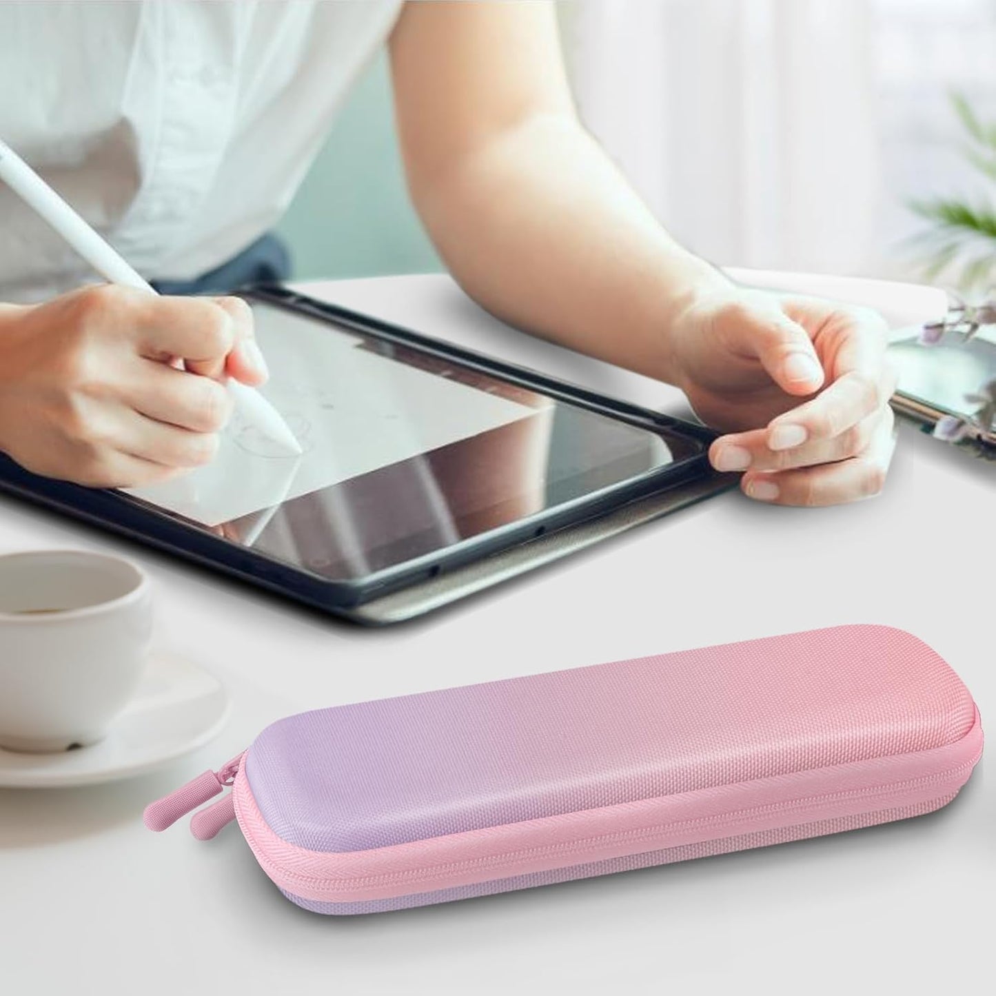 Fintie Holder Case for Apple Pencil Pro, Apple Pencil (USB-C / 1st / 2nd Generation), PU Leather Carrying Bag Sleeve Compatible with Pen, USB Cable, Samsung Stylus, Lilac Marble