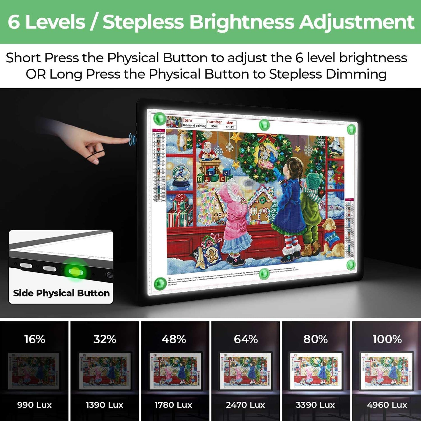 Zocelight Rechargeable A4 Tracing Light Box with Padded Case,Ultra Bright Led Light Pad with Physical Button,Wireless Light Board for Diamond Painting,Dimmable 9000LUX Lightbox for Tracing and Drawing
