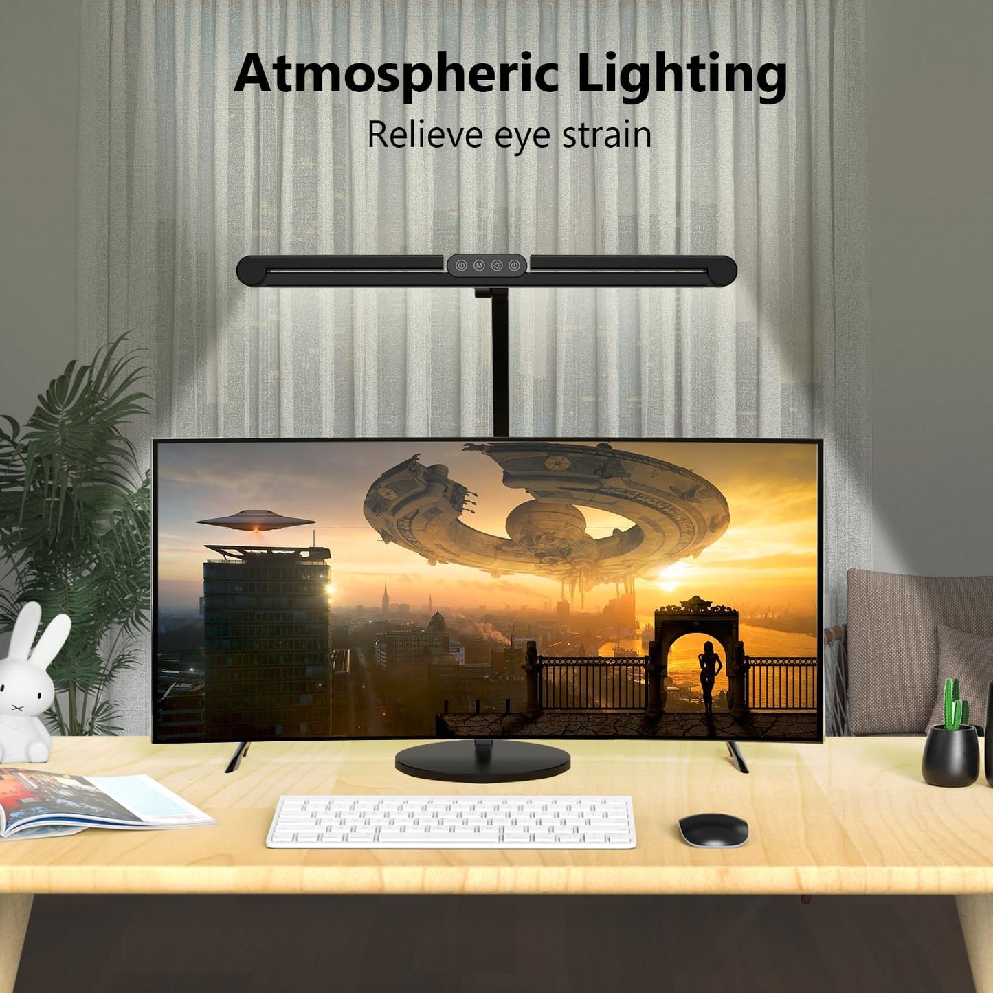 Micomlan Architect Desk Lamp for Home Office, 24W Adjustable Led Desk Light with Remote, 1500LM Bright Dimmable Computer Table Light Rotatable Office Lamp with Base for Cafting Monitor