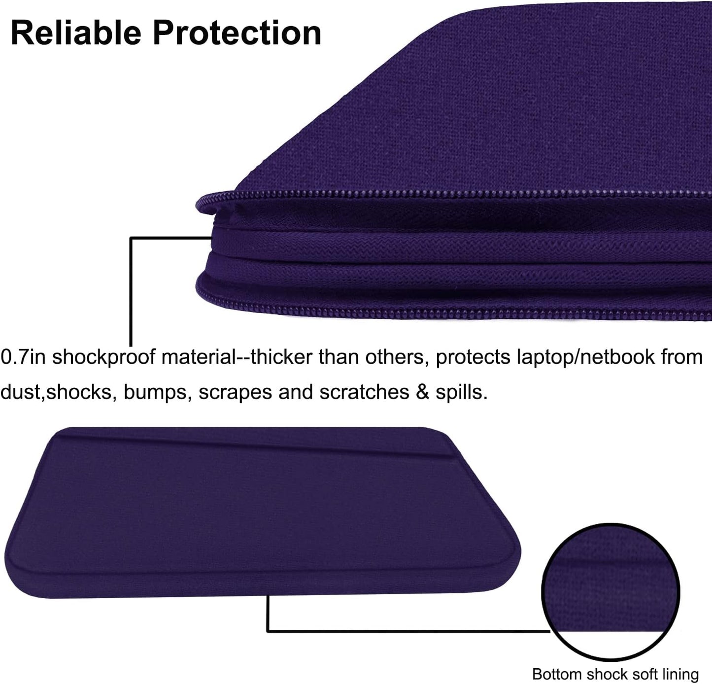 Laptop Sleeve 15.6 inch, Durable Computer Carrying Bag Protective Case Briefcase Handbag with Front Pocket, Slim Laptop Cover for 15-16 Inch HP, Dell, Lenovo, Asus, Notebook, Black