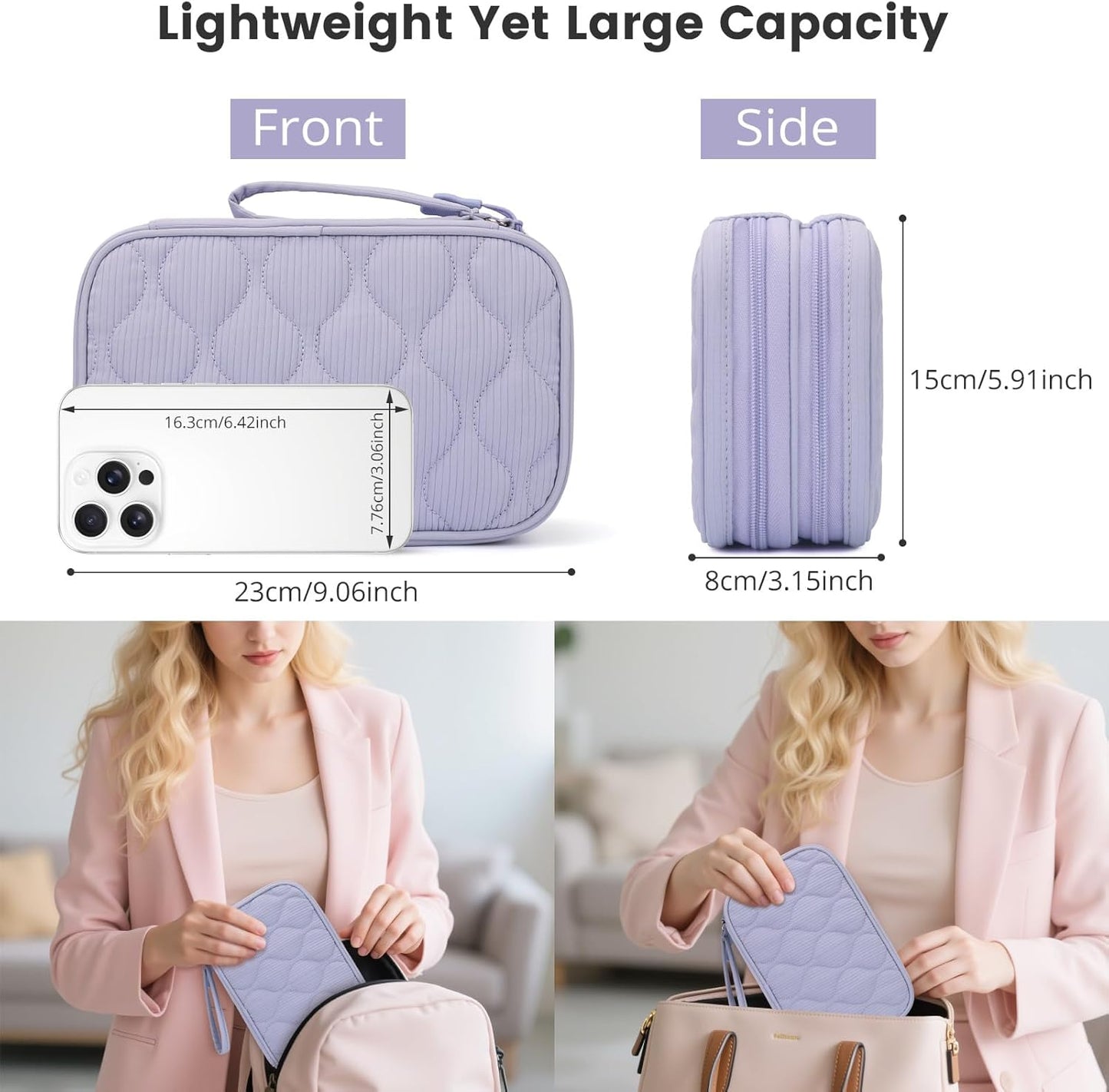 Skycase Tech Pouch - Lightweight Electronics Organizer Travel Case - Double Layers Cable Organizer - All-in-One Storage Bag for Charger, Cord, Phone, Flash Drive, Essentials - XL