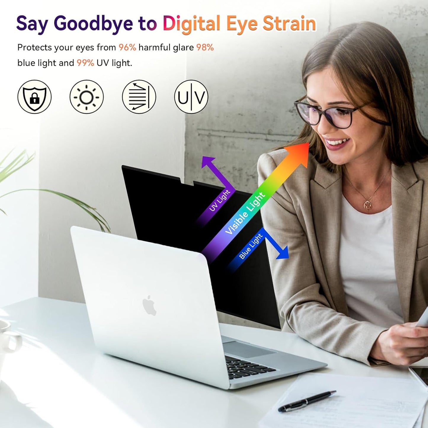 Magnetic Privacy Screen for Microsoft Surface Laptop 7 13.8 Inch, Removable Anti Glare Blue Light Filter, 13.8 In Anti Spy Black Security Private Block Screen Protector