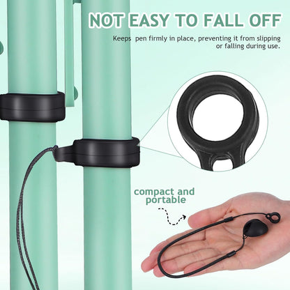 Gatuida 2pcs Retractable Tablet Pen Tether with Ring Elastic Pen Leash and Silicone Holder for Desk Office Clipboard Drawing
