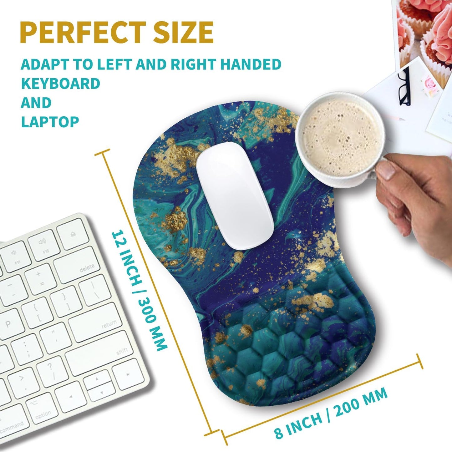 Hokafenle Ergonomic Mouse Pad Wrist Support, Wrist Rest Mousepad for Carpal Tunnel Pain Relief with Integrated Memory Foam Slope Massage Bulge (11.8x7.9 inch,Topographic Contour)